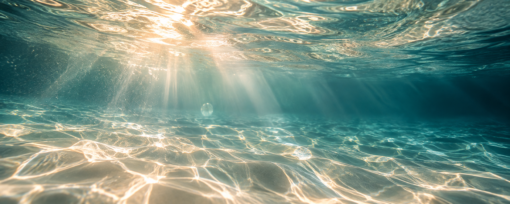 Sunlight filtering through tranquil teal ocean water